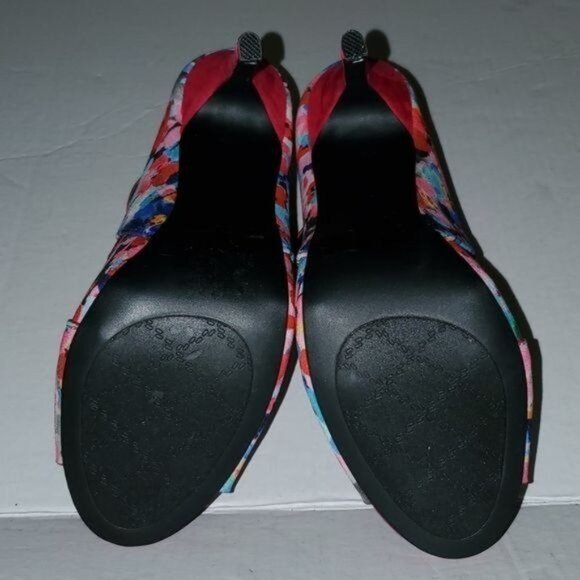 STILETTO HEELS PUMPS SHOES Pink Floral Peep Toe Lace Up Qupid Women's WOMAN'S 10 - Picture 10 of 16